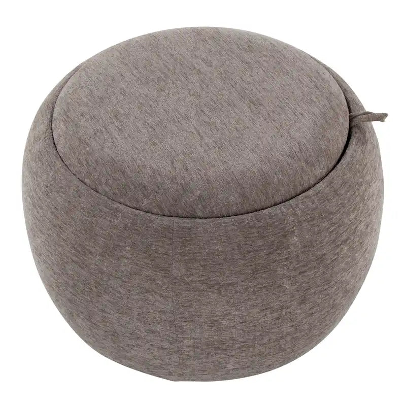 Pouf avec plateau en bois naturel
