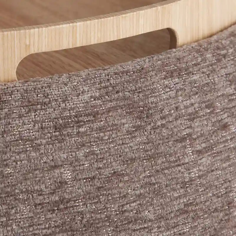 Pouf avec plateau en bois naturel