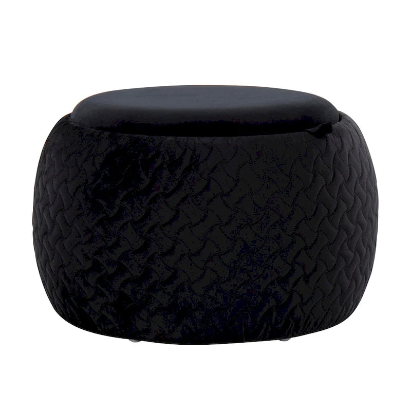 Pouf avec plateau en bois naturel