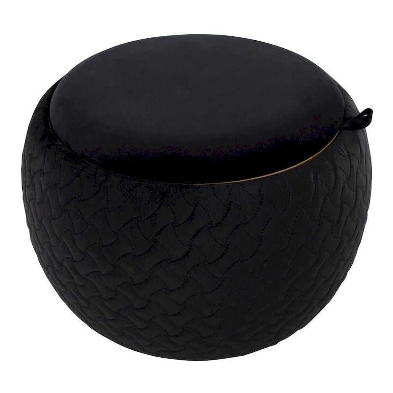 Pouf avec plateau en bois naturel
