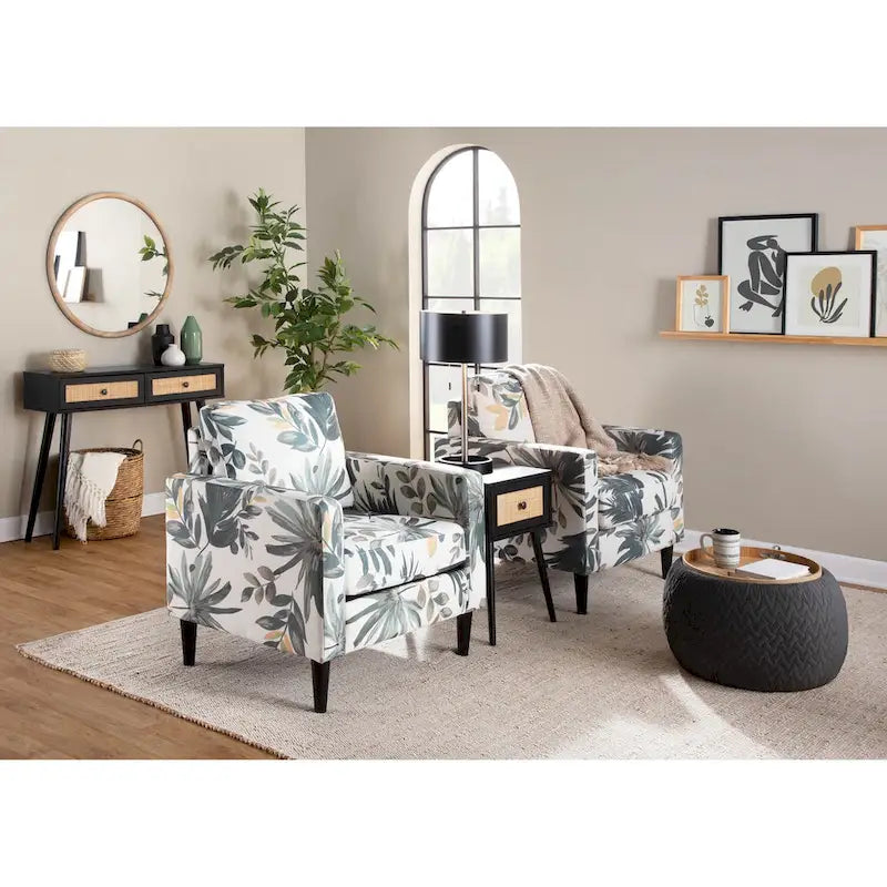 Pouf avec plateau en bois naturel