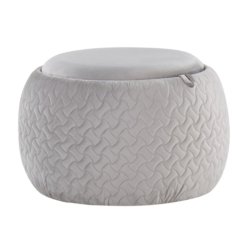 Pouf avec plateau en bois naturel