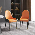 Coffee & Orange / Set of 2 / Upholstered PU Leather Dining Chair