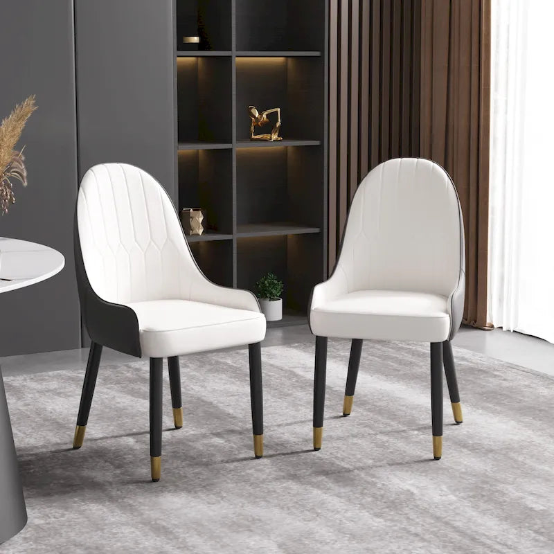 Chaises de salle à manger en similicuir PU, rembourrées / Lot de 2 / Coloris : café et orange