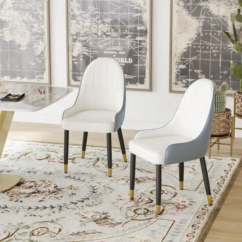 Chaises de salle à manger en similicuir PU, rembourrées / Lot de 2 / Coloris : café et orange