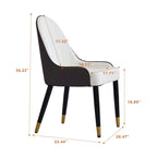 Coffee & Orange / Set of 2 / Upholstered PU Leather Dining Chair