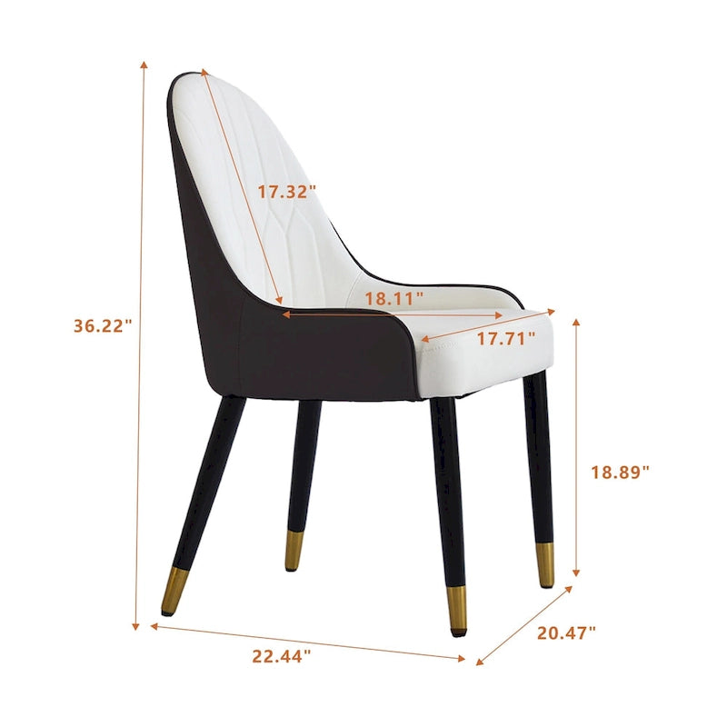 Coffee & Orange / Set of 2 / Upholstered PU Leather Dining Chair