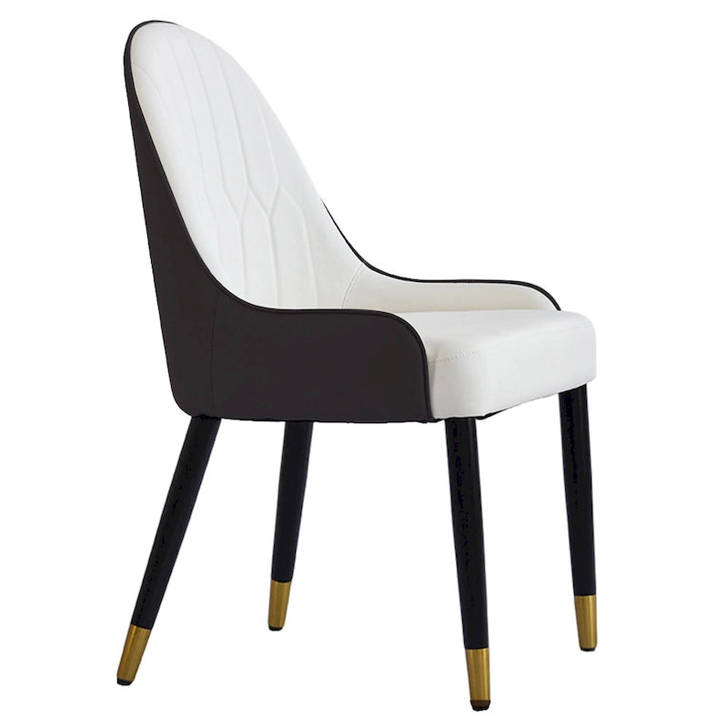 Coffee & Orange / Set of 2 / Upholstered PU Leather Dining Chair
