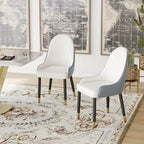Coffee & Orange / Set of 2 / Upholstered PU Leather Dining Chair