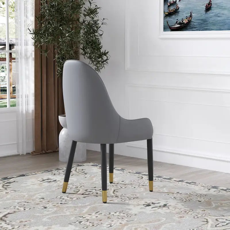 Coffee & Orange / Set of 2 / Upholstered PU Leather Dining Chair