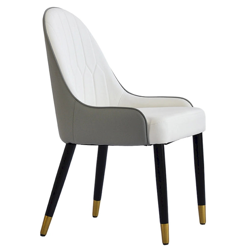 Coffee & Orange / Set of 2 / Upholstered PU Leather Dining Chair