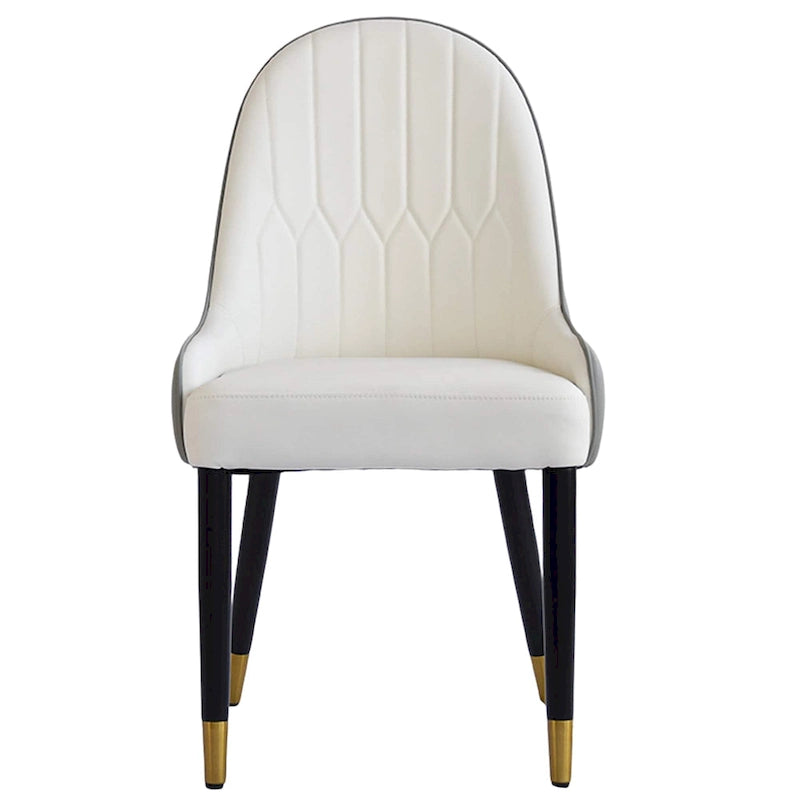 Coffee & Orange / Set of 2 / Upholstered PU Leather Dining Chair