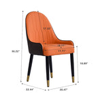 Coffee & Orange / Set of 2 / Upholstered PU Leather Dining Chair