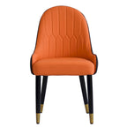 Coffee & Orange / Set of 2 / Upholstered PU Leather Dining Chair