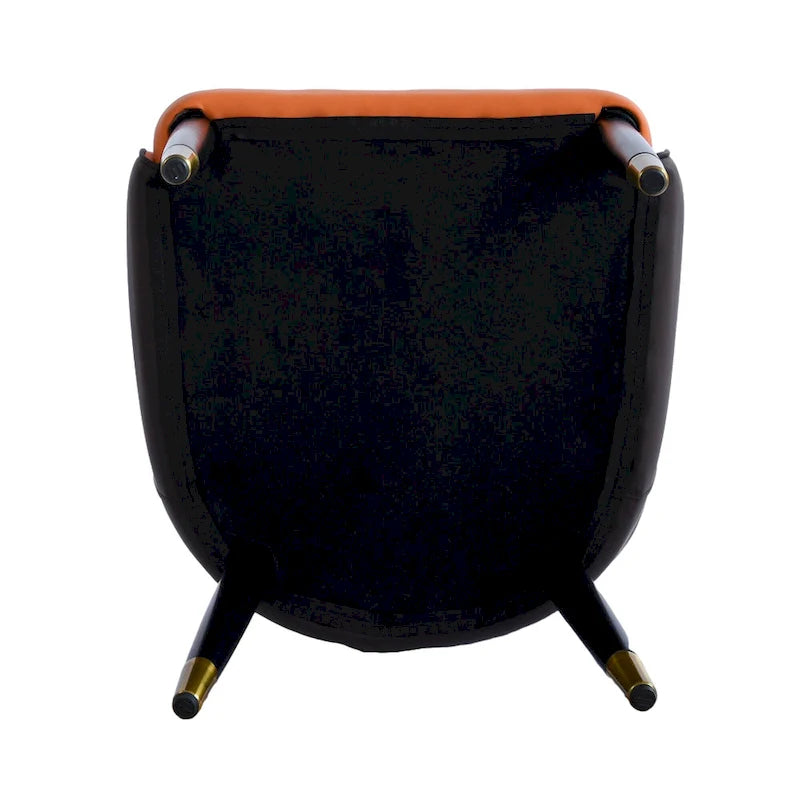 Coffee & Orange / Set of 2 / Upholstered PU Leather Dining Chair