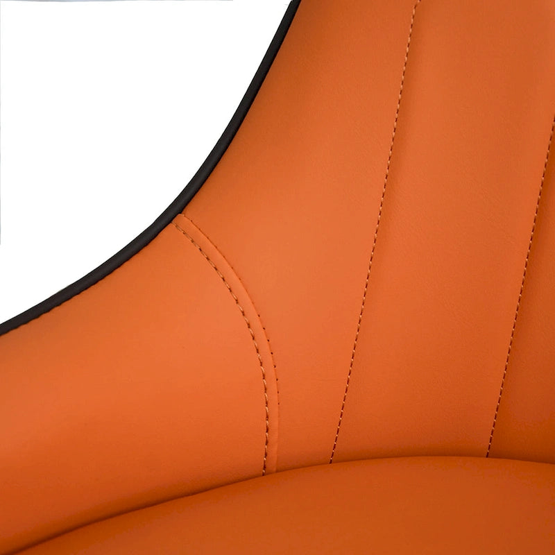 Coffee & Orange / Set of 2 / Upholstered PU Leather Dining Chair