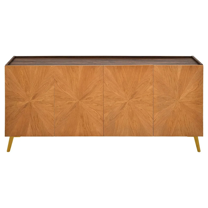 Oak/Walnut 4-Door Sideboard TV Stand, 2-Style, Fits up to 70" TV