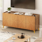 Oak/Walnut 4-Door Sideboard TV Stand, 2-Style, Fits up to 70" TV