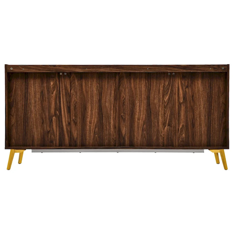 Oak/Walnut 4-Door Sideboard TV Stand, 2-Style, Fits up to 70" TV