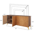 Oak/Walnut 4-Door Sideboard TV Stand, 2-Style, Fits up to 70" TV