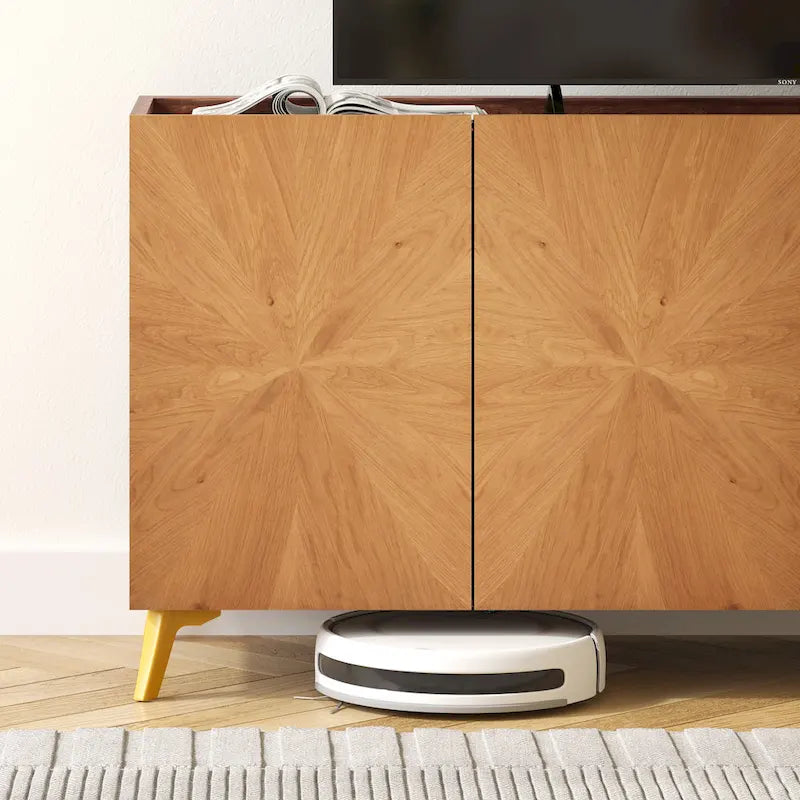Oak/Walnut 4-Door Sideboard TV Stand, 2-Style, Fits up to 70" TV