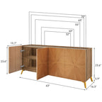 Oak/Walnut 4-Door Sideboard TV Stand, 2-Style, Fits up to 70" TV