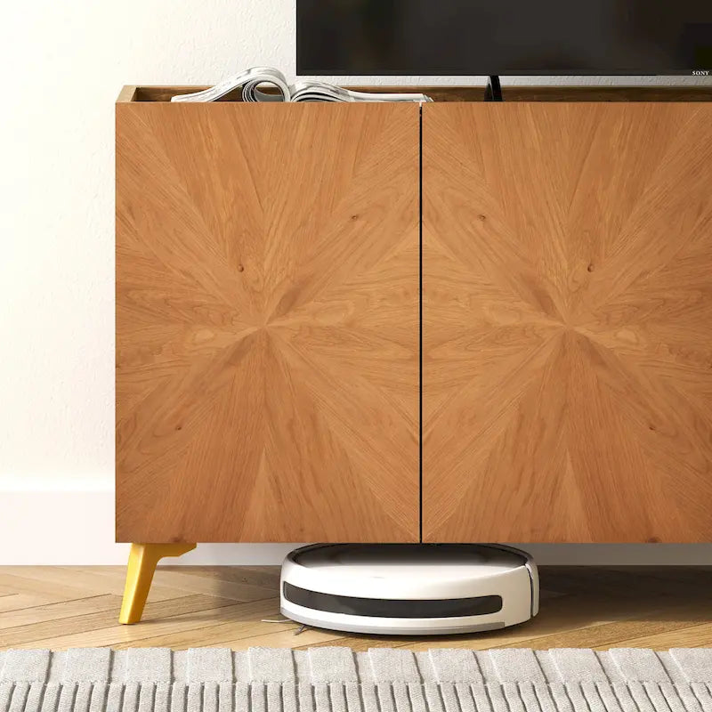 Oak/Walnut 4-Door Sideboard TV Stand, 2-Style, Fits up to 70" TV