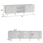 White / Dark Brown TV Stand with 2 Doors & Open Shelves – 1-Room Use