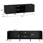 White / Dark Brown TV Stand with 2 Doors & Open Shelves – 1-Room Use