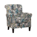 Multi-Color Abstract Floral Print Upholstered Accent Armchair, Single Seat