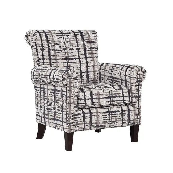 Multi-Color Abstract Floral Print Upholstered Accent Armchair, Single Seat