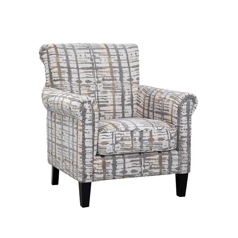 Multi-Color Abstract Floral Print Upholstered Accent Armchair, Single Seat