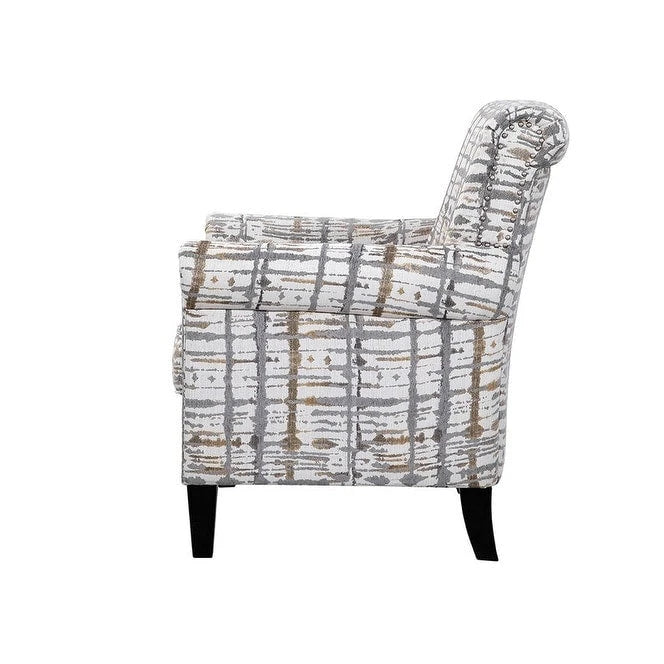 Multi-Color Abstract Floral Print Upholstered Accent Armchair, Single Seat