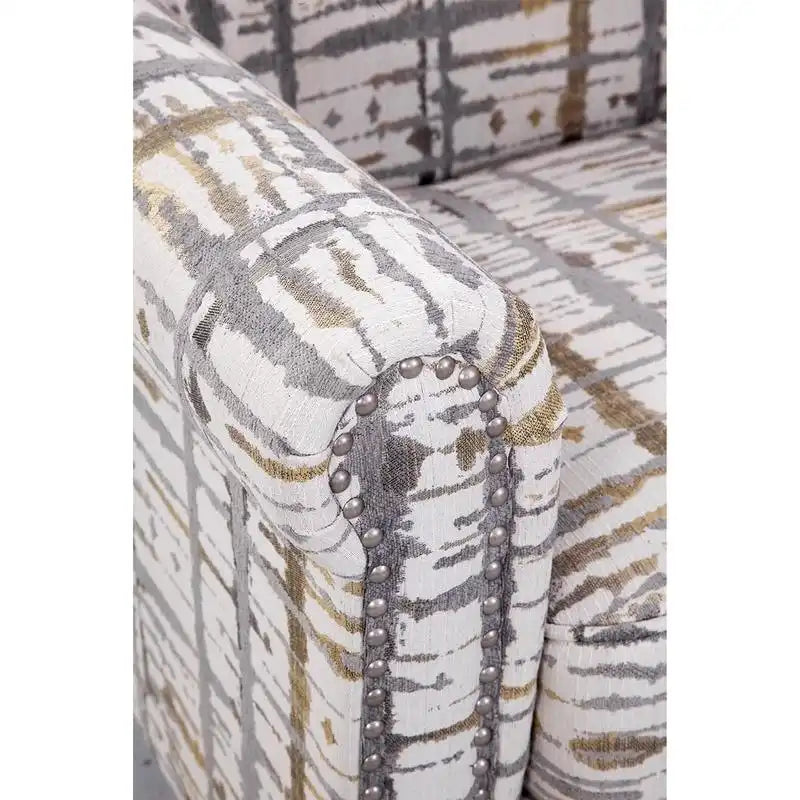 Multi-Color Abstract Floral Print Upholstered Accent Armchair, Single Seat