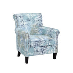 Multi-Color Abstract Floral Print Upholstered Accent Armchair, Single Seat