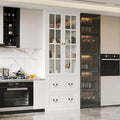 White / Grey / Black Glass Door Combo Bookcase Cabinet, 31.5" / 47.2" / 78.7"W