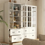 White / Grey / Black Glass Door Combo Bookcase Cabinet, 31.5" / 47.2" / 78.7"W