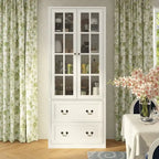 White / Grey / Black Glass Door Combo Bookcase Cabinet, 31.5" / 47.2" / 78.7"W