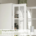 White / Grey / Black Glass Door Combo Bookcase Cabinet, 31.5" / 47.2" / 78.7"W