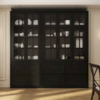 White / Grey / Black Glass Door Combo Bookcase Cabinet, 31.5" / 47.2" / 78.7"W