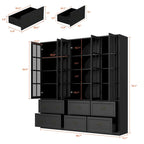White / Grey / Black Glass Door Combo Bookcase Cabinet, 31.5" / 47.2" / 78.7"W