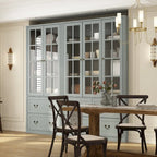 White / Grey / Black Glass Door Combo Bookcase Cabinet, 31.5" / 47.2" / 78.7"W