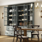 White / Grey / Black Glass Door Combo Bookcase Cabinet, 31.5" / 47.2" / 78.7"W