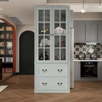 White / Grey / Black Glass Door Combo Bookcase Cabinet, 31.5" / 47.2" / 78.7"W