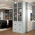 White / Grey / Black Glass Door Combo Bookcase Cabinet, 31.5" / 47.2" / 78.7"W