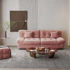 Pink / Grey / Beige Velvet Loveseat Sofa – 2-Seater