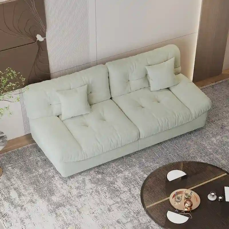 Pink / Grey / Beige Velvet Loveseat Sofa – 2-Seater