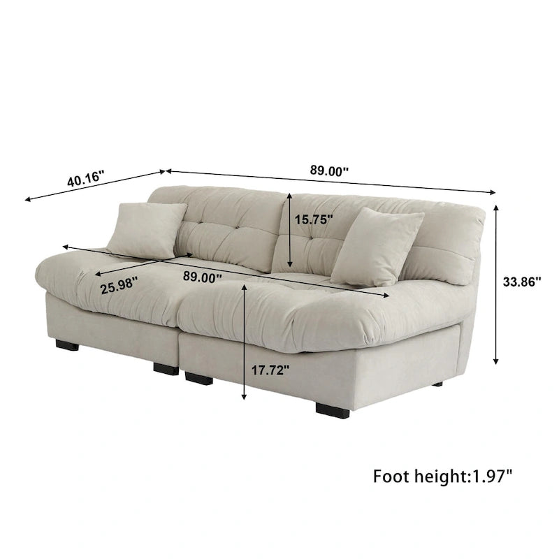 Pink / Grey / Beige Velvet Loveseat Sofa – 2-Seater