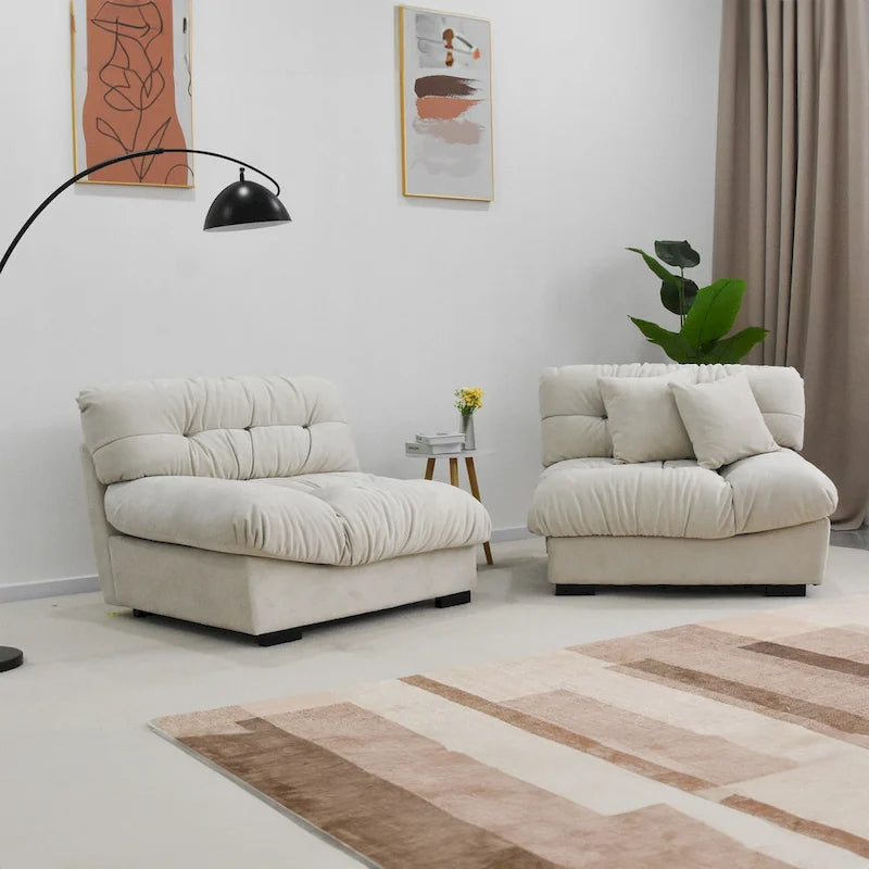 Pink / Grey / Beige Velvet Loveseat Sofa – 2-Seater