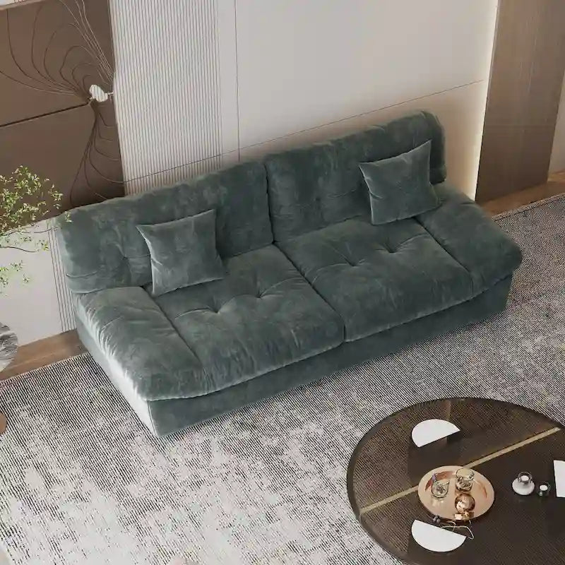 Pink / Grey / Beige Velvet Loveseat Sofa – 2-Seater